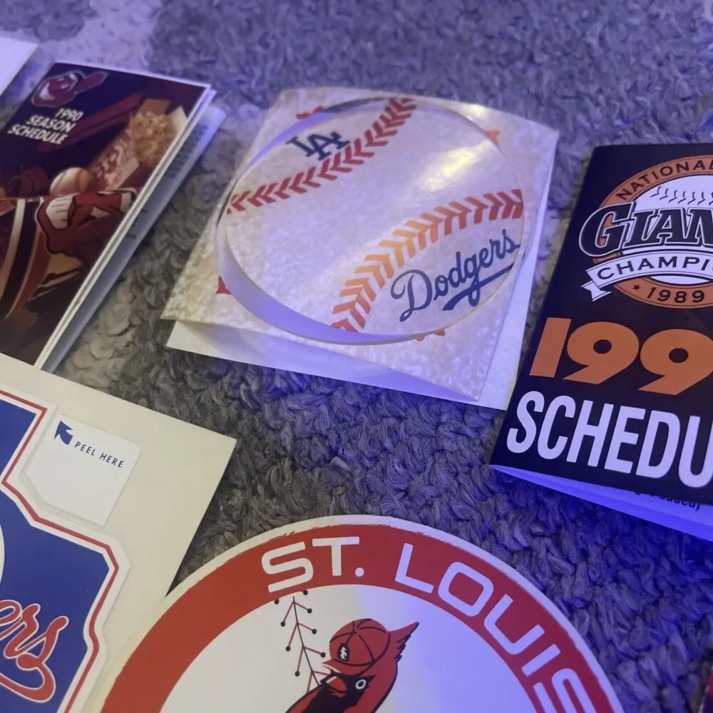 Rare MLB 1990 Baseball Team Logo Stickers & Schedule Lot